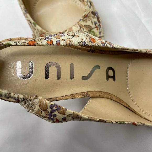 Unisa Floral Bow Peep Toe Slingback Heels - Picture 3 of 5
